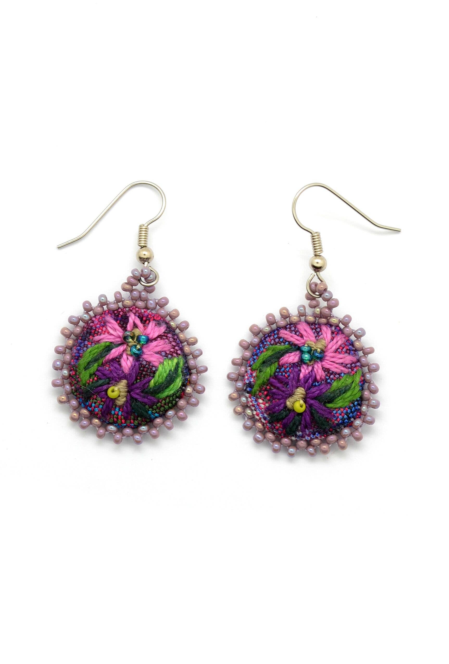 Dunitz & Company - Wholesale Dangle Earrings - Embroidered & Beaded Flower Earrings - Fair Trade Verified1