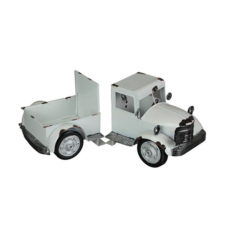 Vintage White Pickup Truck Weathered Metal Bookend Set for wholesale by Zeckos