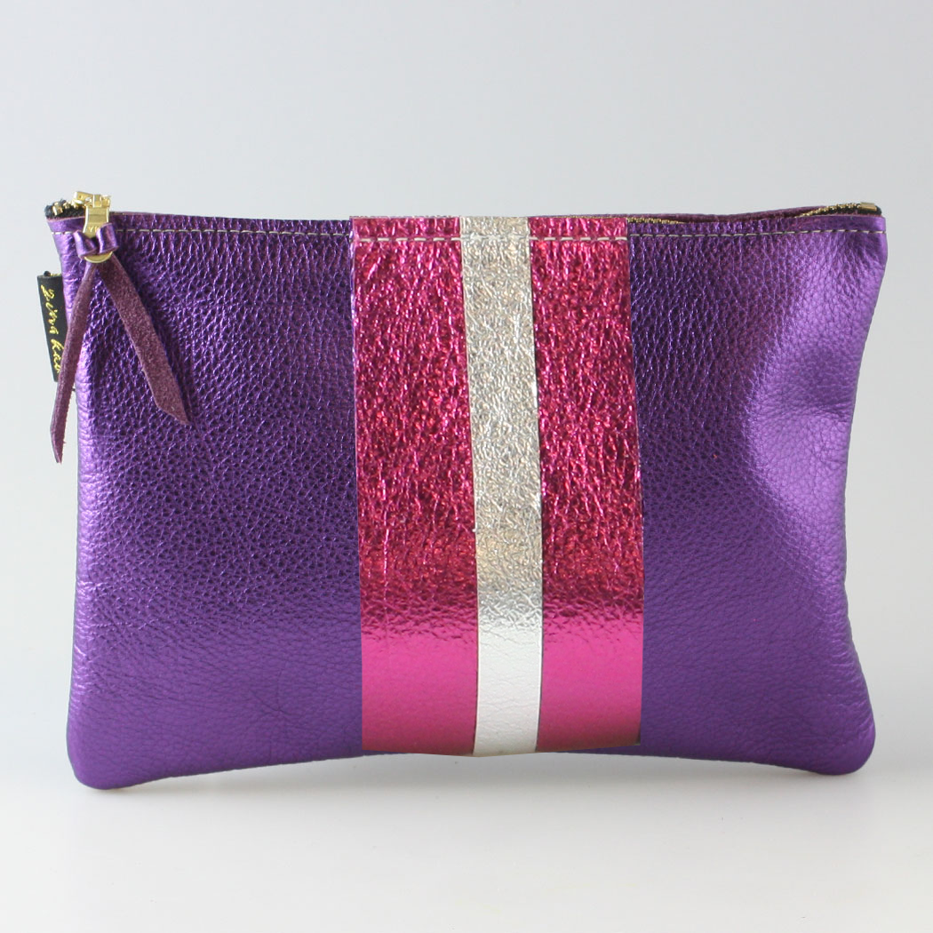 Zina Kao Exclusives - Wholesale Pouch - Women's - The Everyday Pouch: BRIGHT Metallic Stripes - 2 sizes! 5