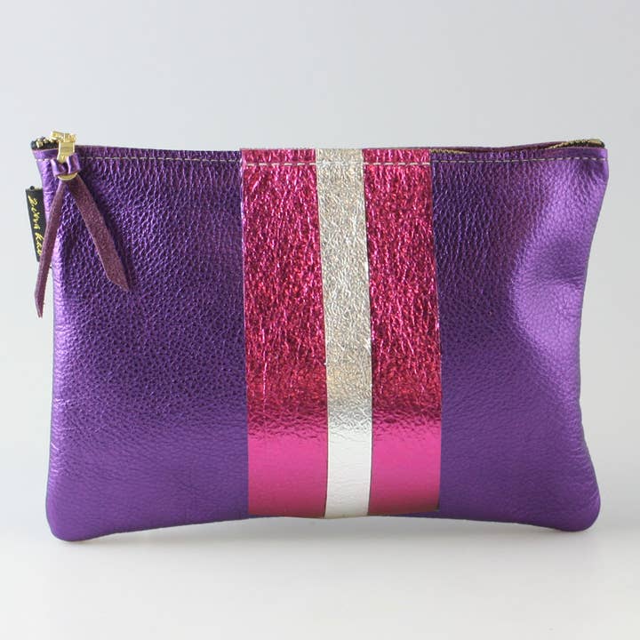 Zina Kao Exclusives - Wholesale Pouch - Women's - The Everyday Pouch: BRIGHT Metallic Stripes - 2 sizes! 5