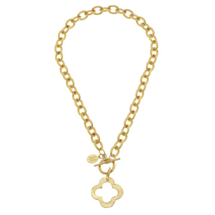 Gold Clover Front Toggle Necklace for wholesale by Susan Shaw