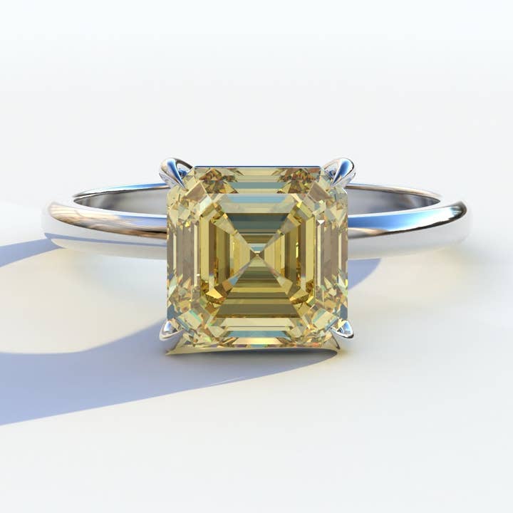 2 Carat Yellow Asscher Cut Solitaire Lab Grown Diamond Ring - Fabriciana for wholesale by Mohana Jewels - Luxury
