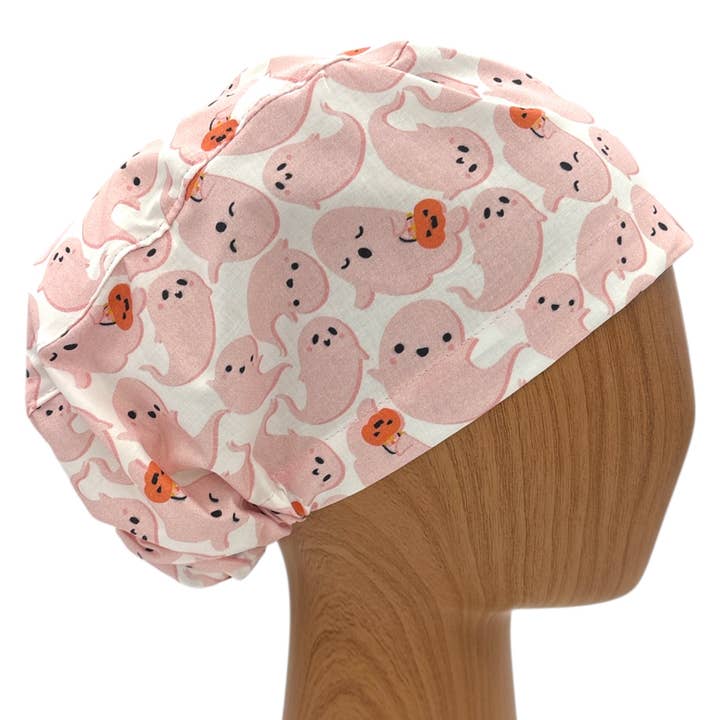 Boo Ghost Halloween Euro Scrub Cap with Adjustable Toggle for wholesale by SewingLabPlus