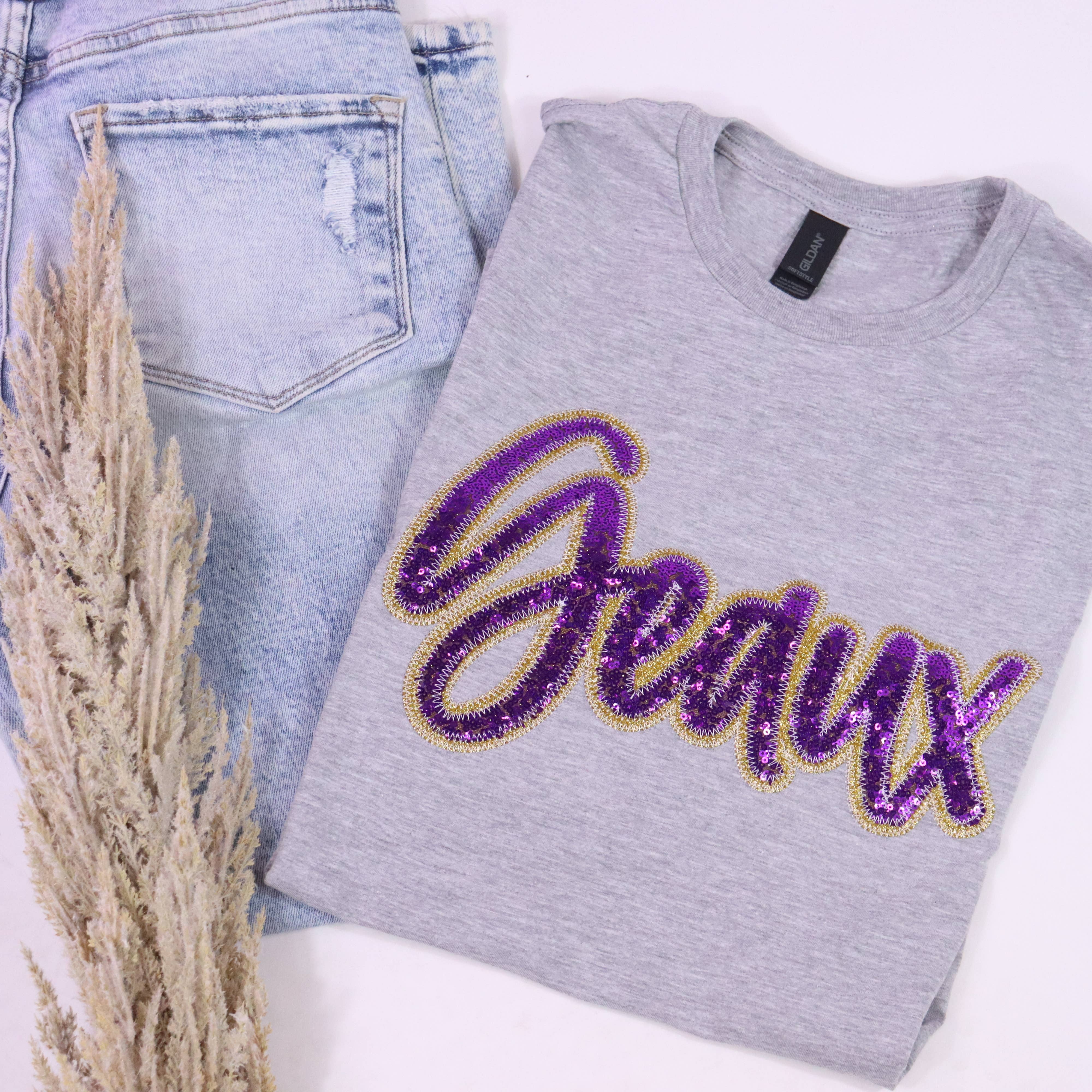 Shop Southern Belle - Wholesale T-Shirt - Women's - Game Day Custom School Spirit Wear Real Sequins Short Sleeve7