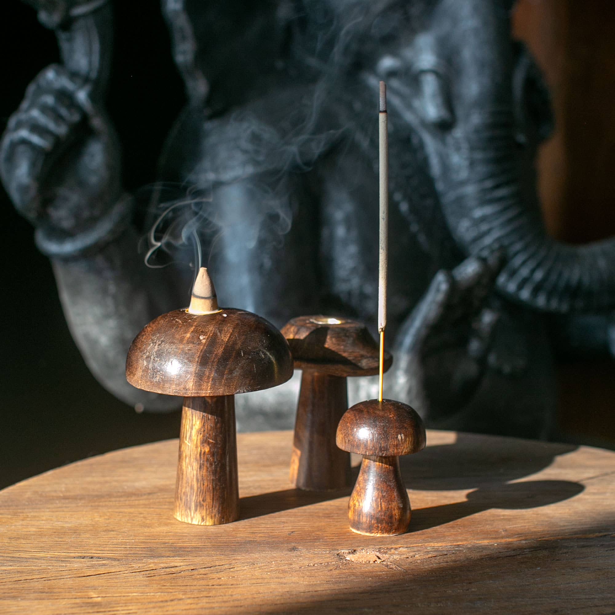 Ancient Wisdom – wholesale Incense holder – Set of 3 Incense Cone Mushrooms ((10cm 9cm 8cm)1