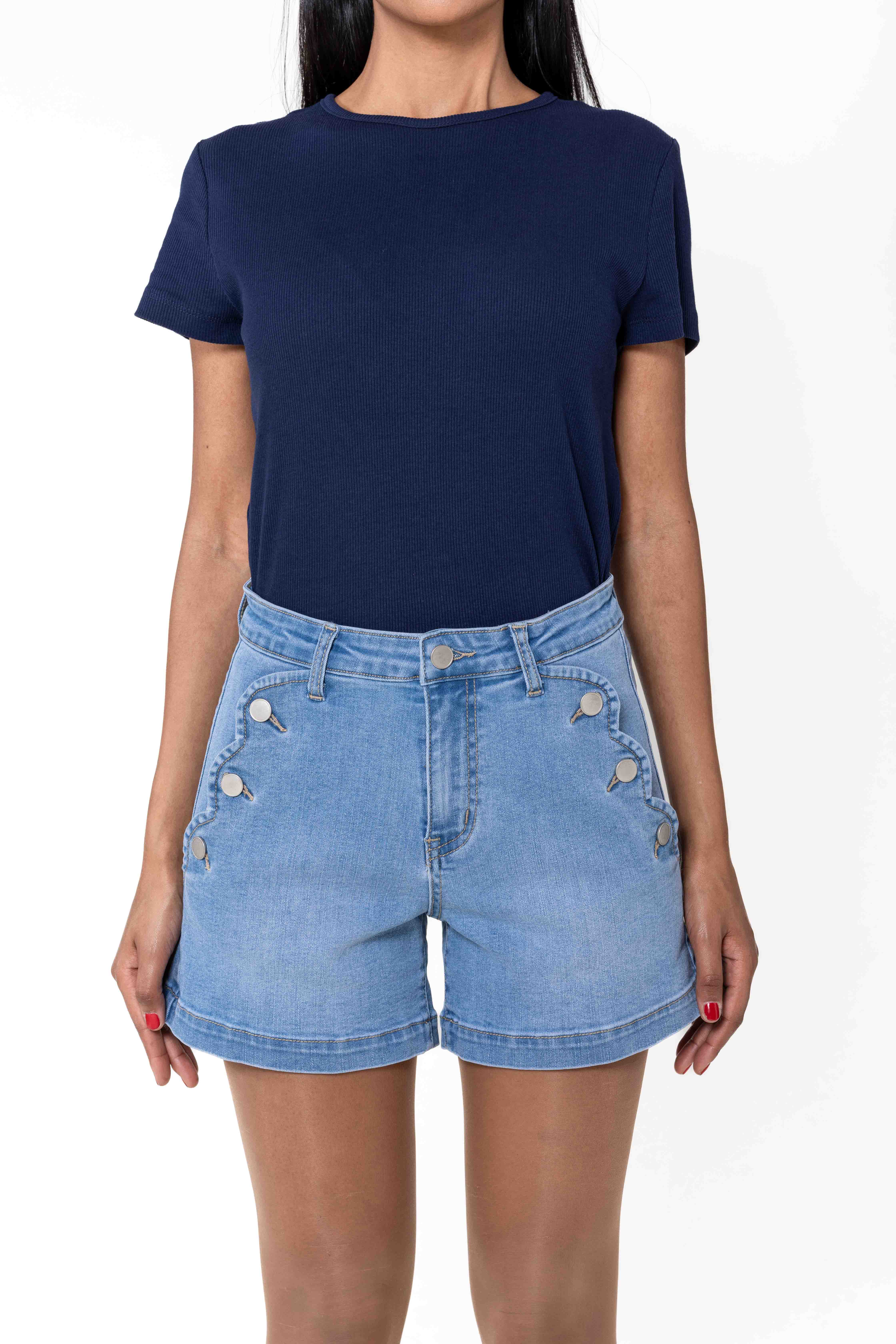 Nina Carter - Wholesale Shorts - Women's - Denim High Waisted Stretch Denim Shorts P20623