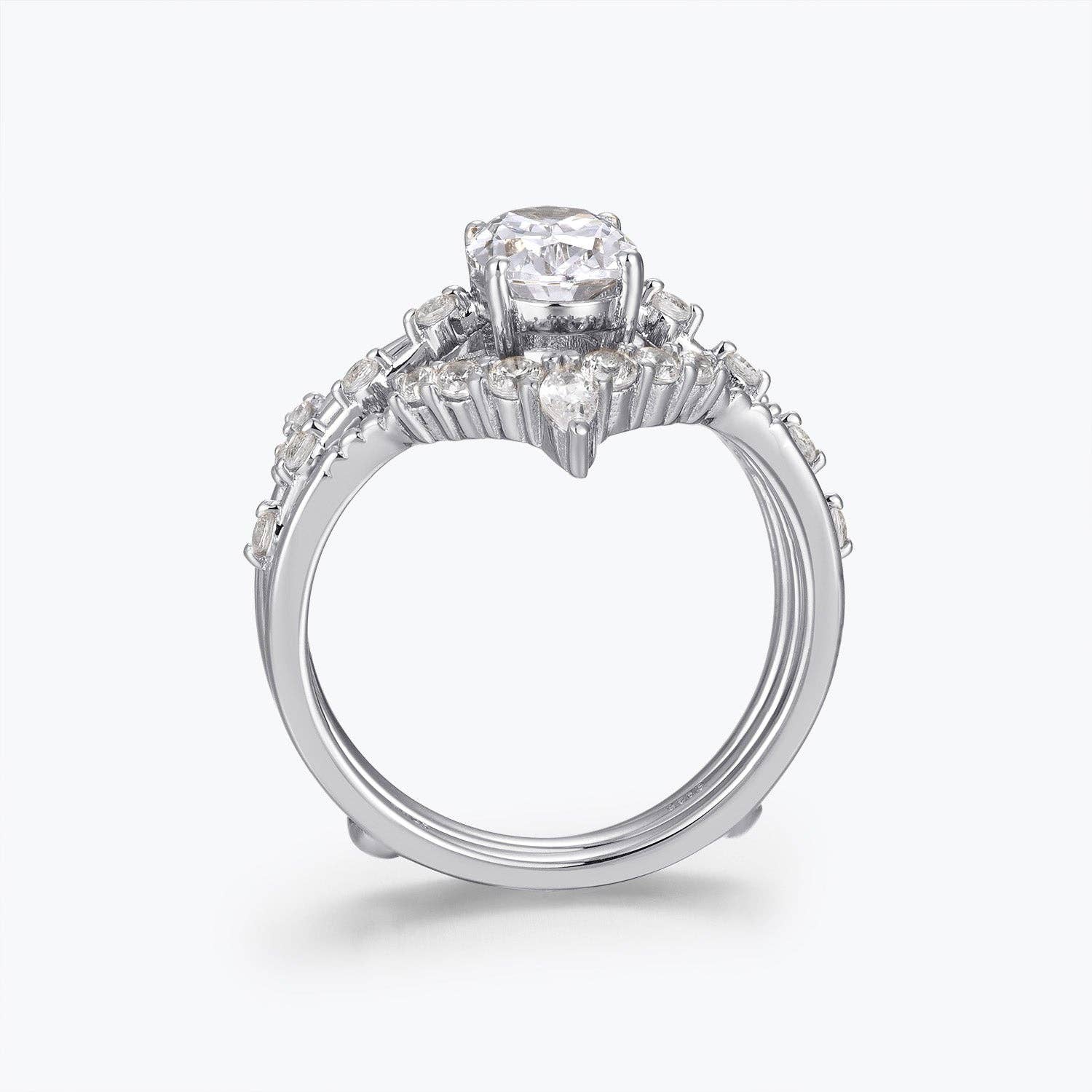 Dissoo - Wholesale Jewelry Set - Dissoo® Side Stones 1.5CT Oval Cut Moissanite Three-Piece Bridal Set11