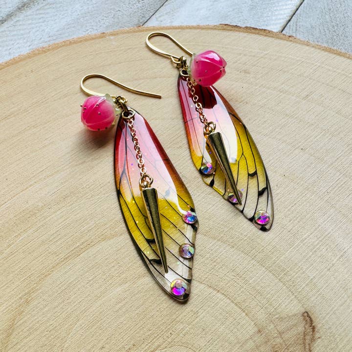 Same Sunset Design – wholesale Dangle earrings – Butterfly & Fairy Wing Punk Witchy Goth Earrings