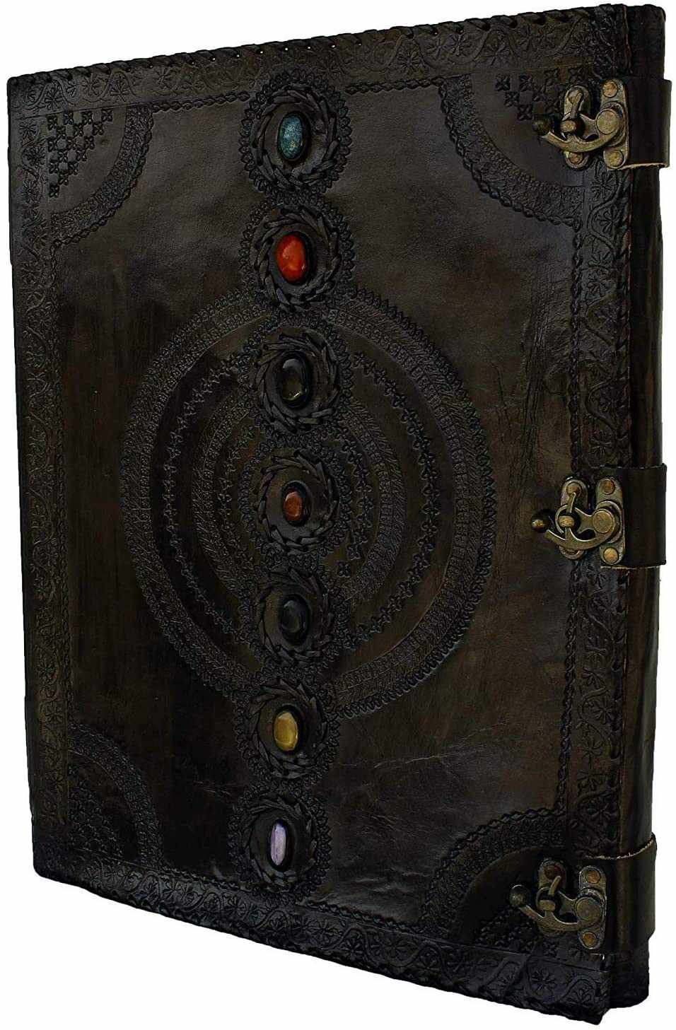 Tuzech Leather - Wholesale Journal/Diary - Seven Chakra Leather Journal – Handmade Embossed Diary 13"1