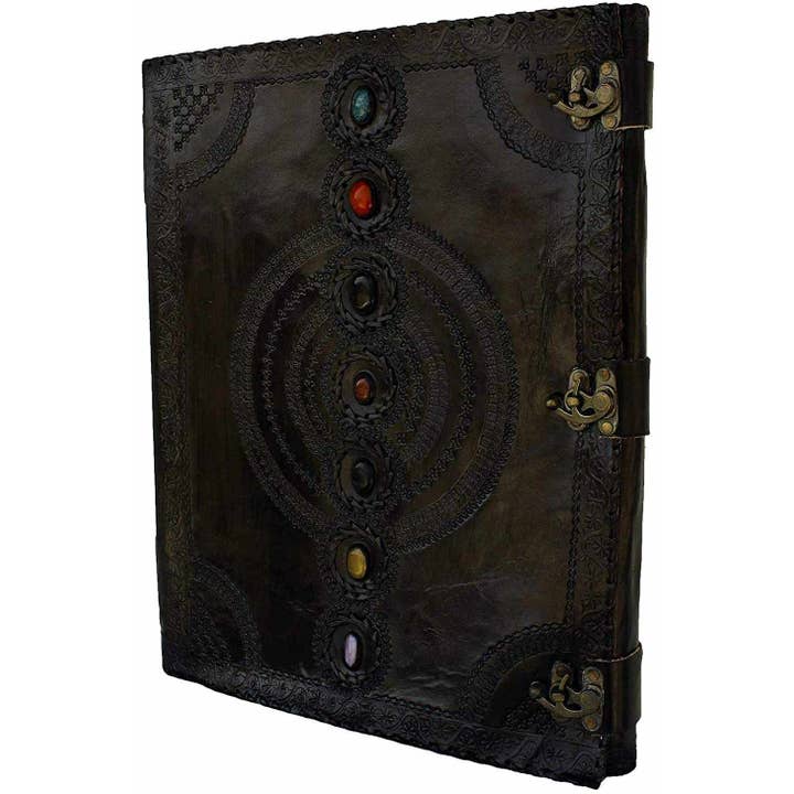 Tuzech Leather - Wholesale Journal/Diary - Seven Chakra Leather Journal – Handmade Embossed Diary 13"1