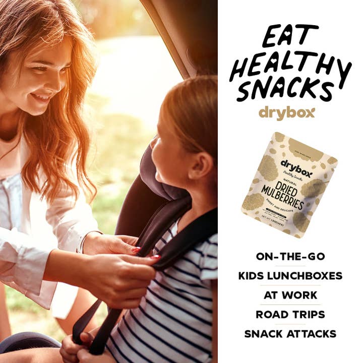 DRYBOX - Wholesale Dried/Dehydrated Fruit - Drybox Dried White Mulberries 1.5oz Mini Packs 5 Packs/BAG5