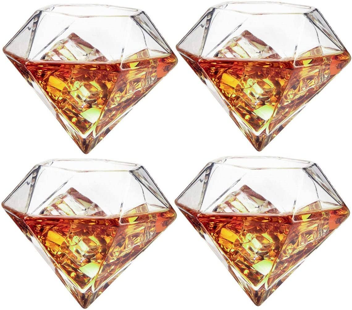 The Wine Savant /  Khen Glassware – wholesale Decanter – Diamond Whiskey Decanter Set with 4 Diamon Whiskey Glasses1