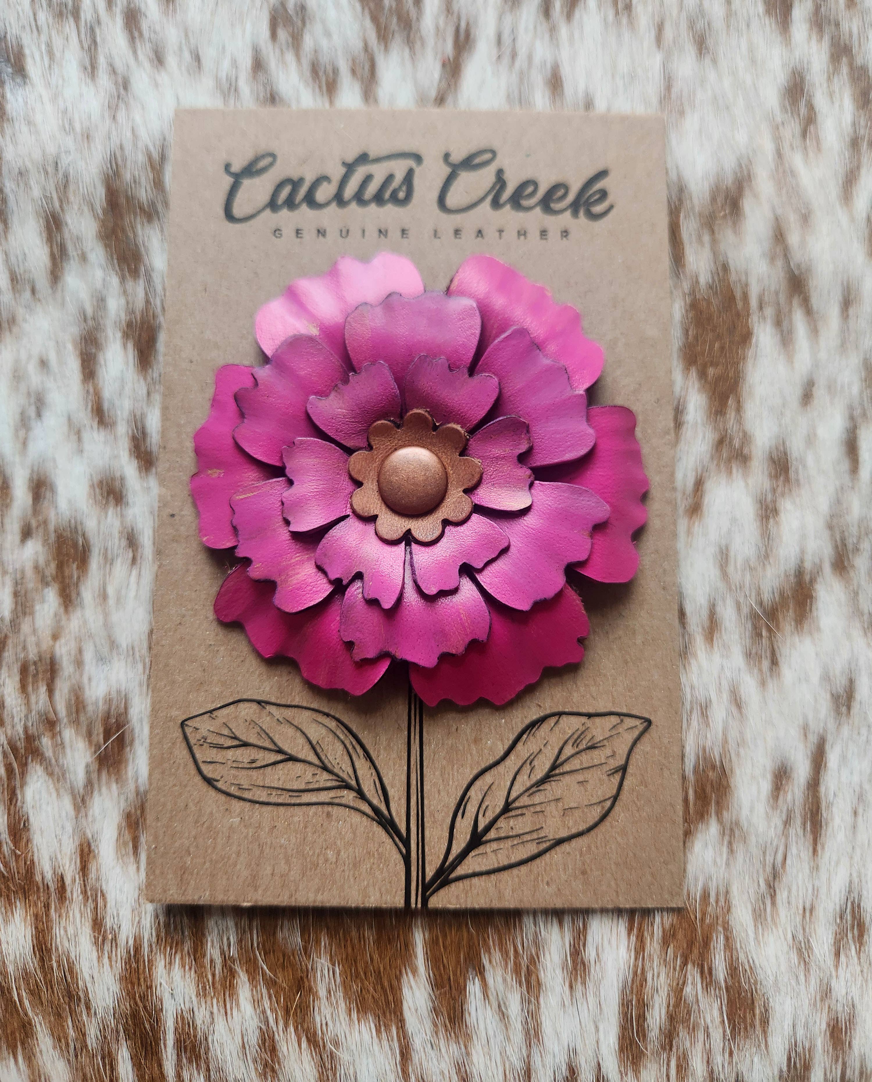 Cocklebur & Co. - Wholesale Hat Accessory - Women's - Prairie Peony Collection- Genuine Leather Flower Hat Pins6