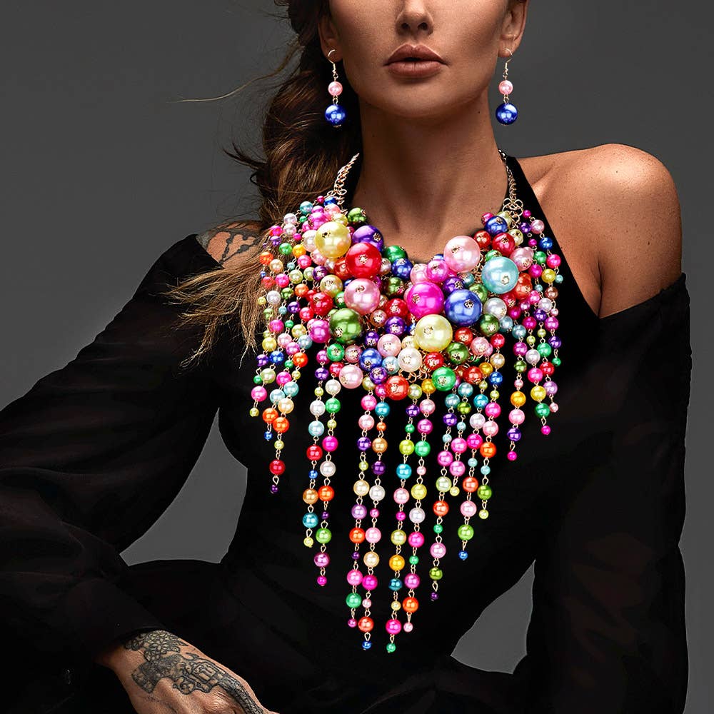 Sensibling Corp. - Wholesale Bib Necklace - Pearl Cluster Statement Necklace
20