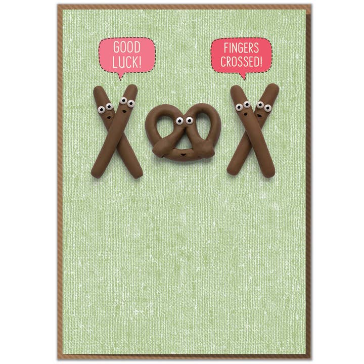 Fingers Crossed! Good Luck! Funny Good Luck Card for wholesale by Mungo And Shoddy