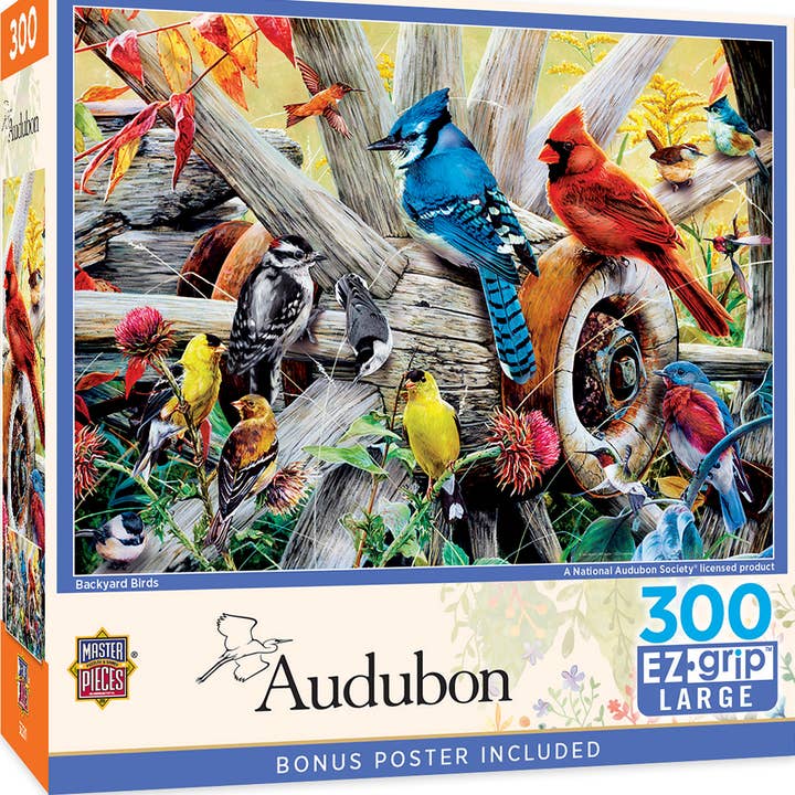 Masterpieces Puzzles - Wholesale Puzzle - Adult - Audubon - Backyard Birds 300 Piece EZ Grip Puzzle