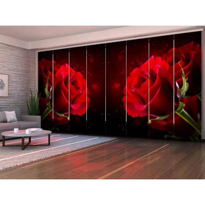 Lot de 8 rideaux à panneaux en forme de cœur rouge pour la vente par IlyDecor