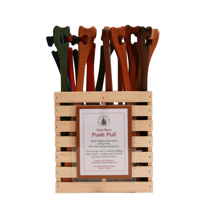 Out of the Woods of Oregon - Wholesale Kitchen Tool/Gadget - Oven Rack Push-Pulls - 24 Assorted with Display Crate