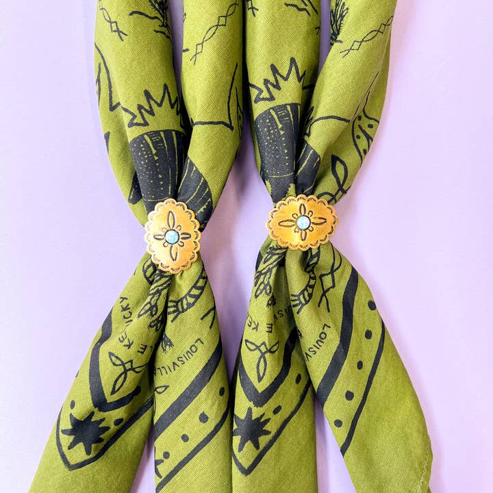 Velvet Outlaw - Wholesale Bandana - Unisex - Gold Opal Concho Bandana Slide3