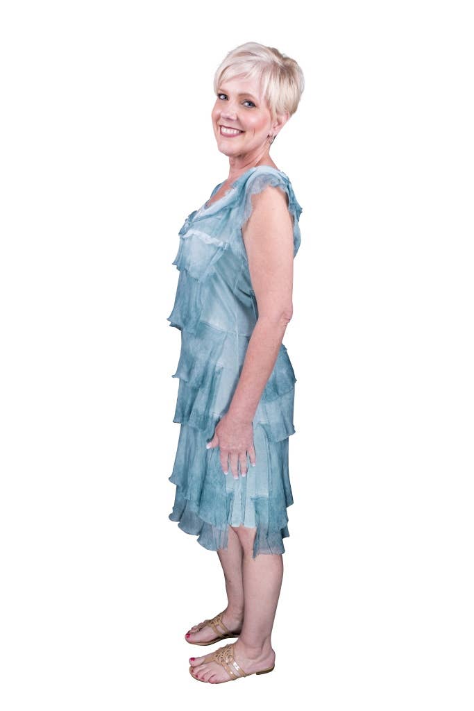 TINA Stephens Italy/Tees By Tina - Wholesale Dress - Women's - Mariana Silk Ruffle Dress (DT202)24