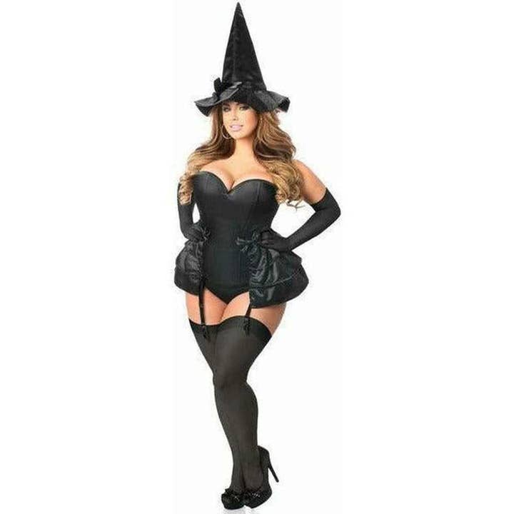 Aufwendiges 4-teiliges Midnight Witch Korsett-Kostüm für den Großhandel von Daisy Corsets