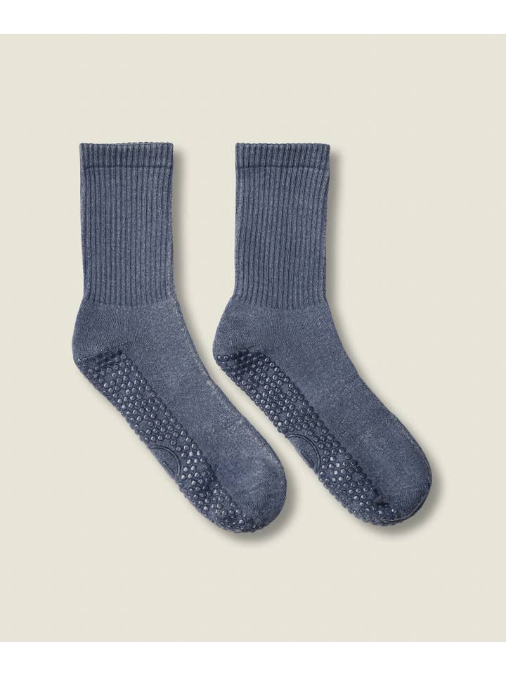 MoveActive - Wholesale Socks – Women's - Crew Non Slip Grip Socks - Dusty Denim2