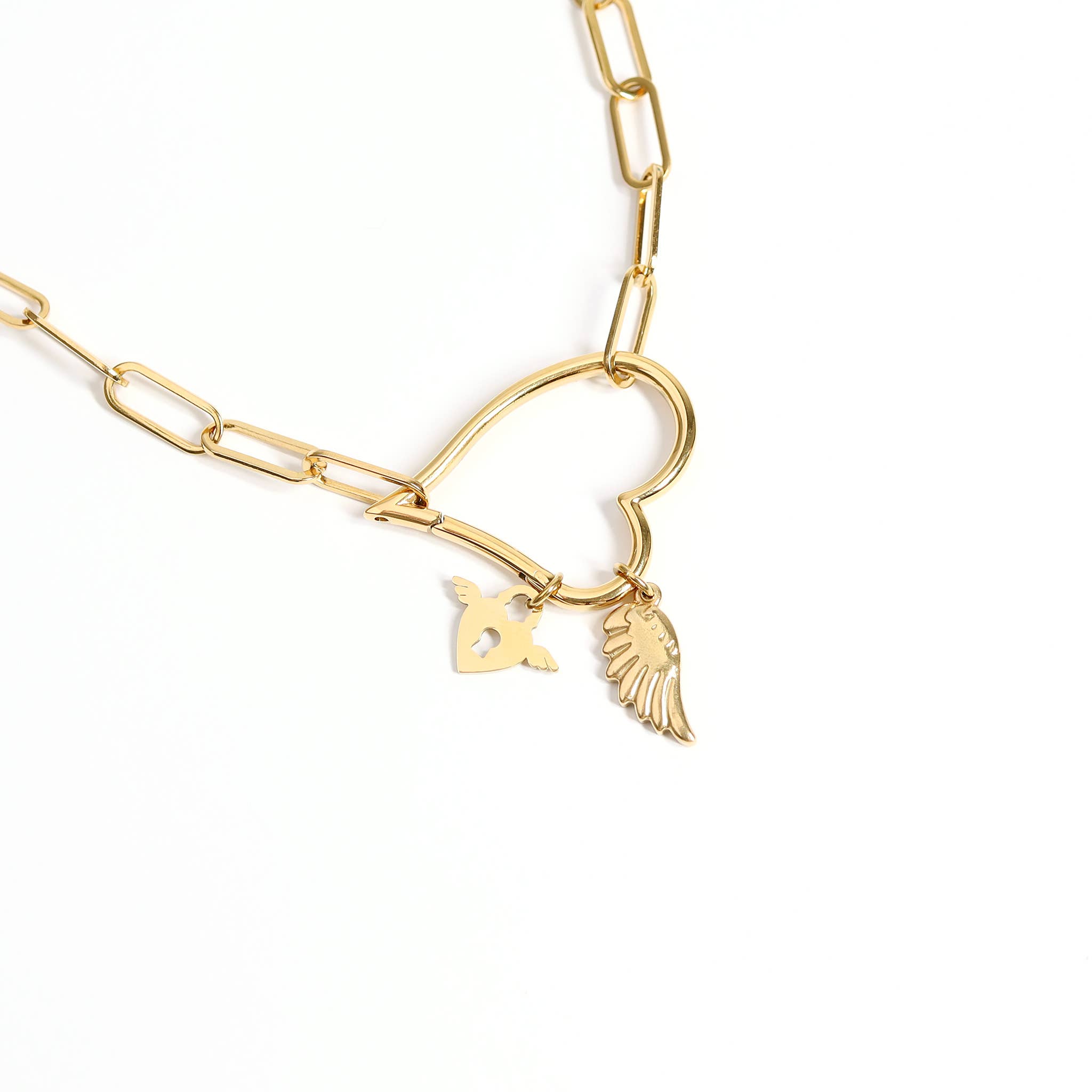 WJW - Wholesale Individual Charm/Pendant - 18K Gold PVD Stainless Steel Small Angel Wing Charm3