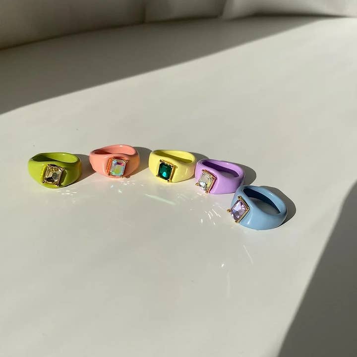 Dalbit New York Jewelry - Wholesale Single Stone/Solitaire Ring - Candy Color epoxy point gem Ring