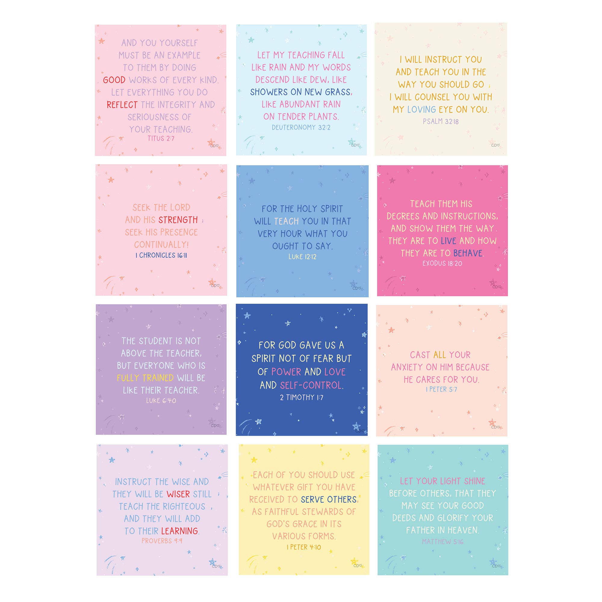 Callie Danielle - Wholesale Desk/Tabletop Sign - Verses for Teachers – Bible Verse Card Set + Display Stand4