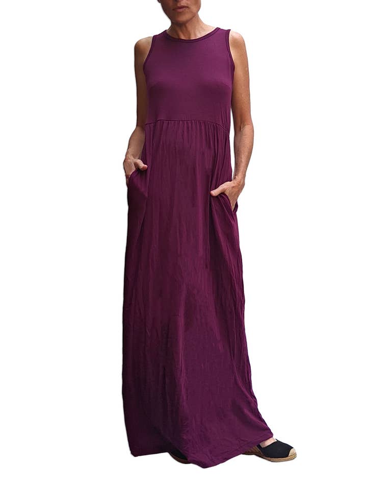 Clean Tee Factory - Wholesale Dress - Women's - Modal/Cotton Maxi Dress with Pockets15