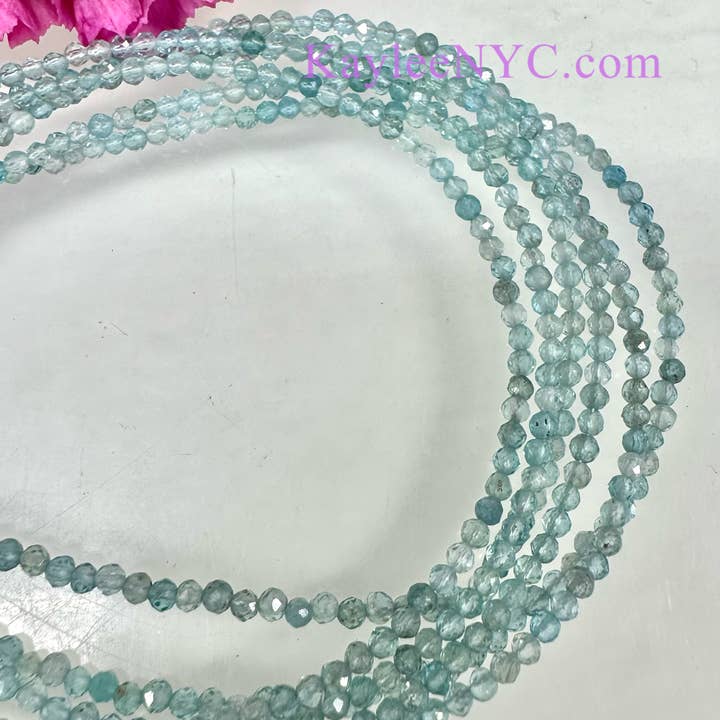 KayleeNYC - Wholesale Anklet - 2mm Natural Aquamarine Anklets Crystals