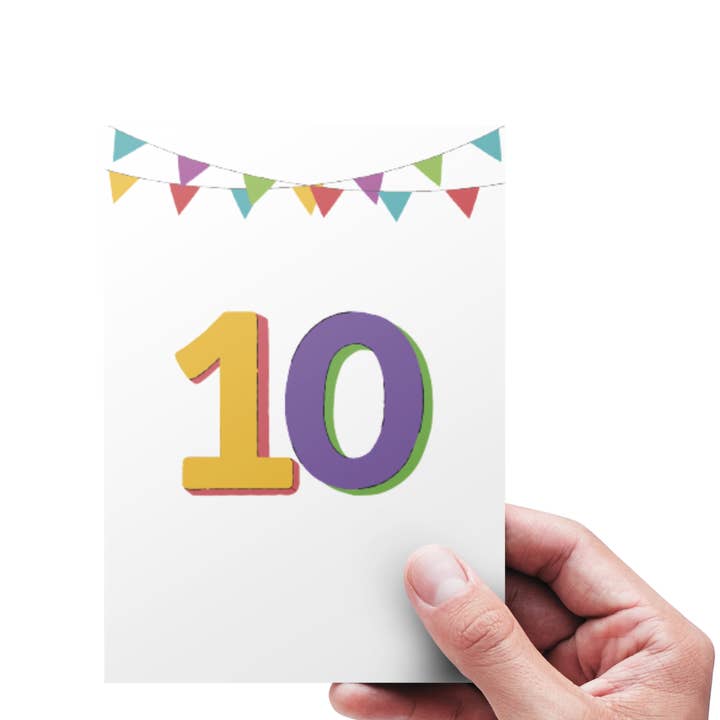 Herzlichen Glückwunsch zum 10. Geburtstag - Karte für den Großhandel von Kortspecialisten