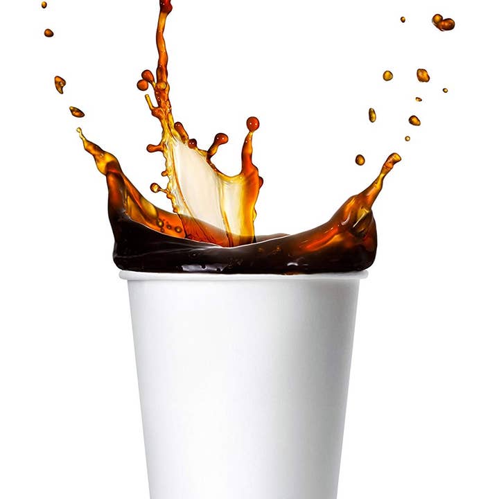 EcoQuality - Wholesale Disposable Cup - 12oz Disposable White Paper Coffee Cups w/Black Dome Lids &