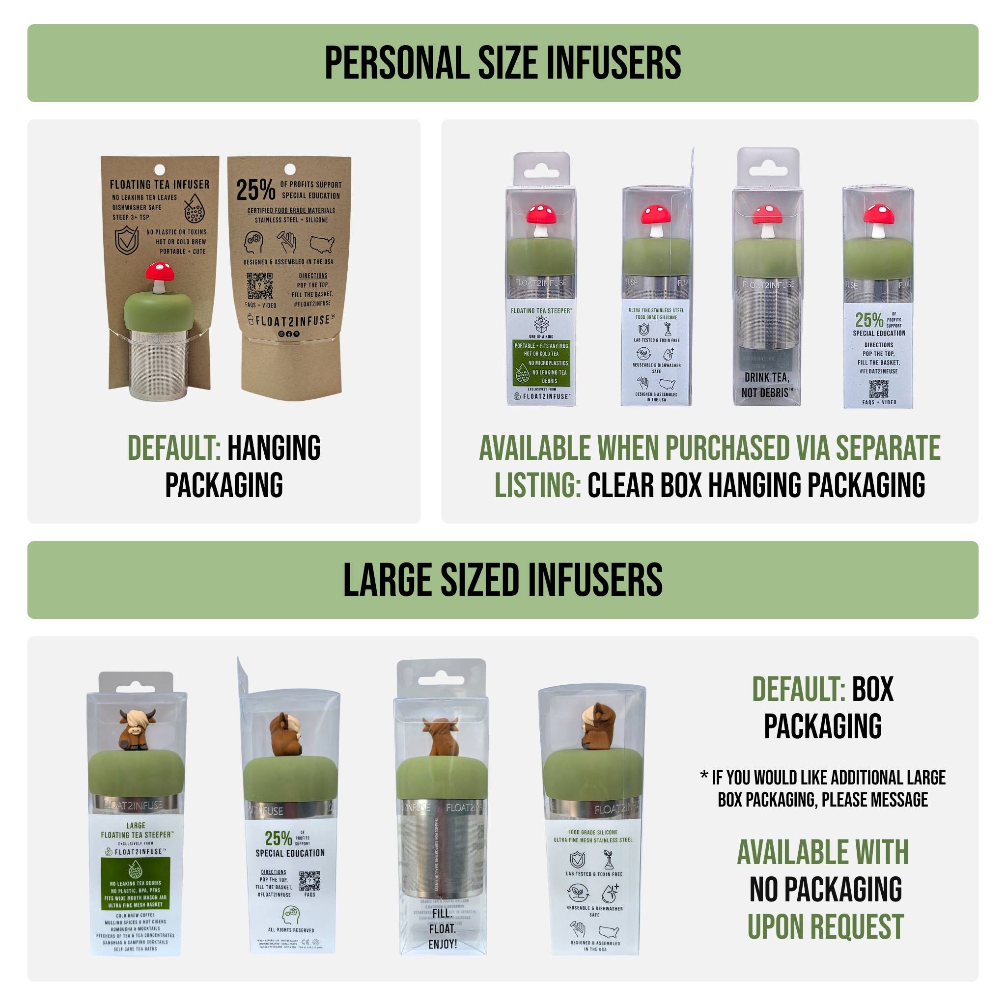 Float2infuse Tea Infuser - Wholesale Tea Strainer/Infuser - Hexagon | Floating Tea Steeper | Green Base | Herb Pattern4