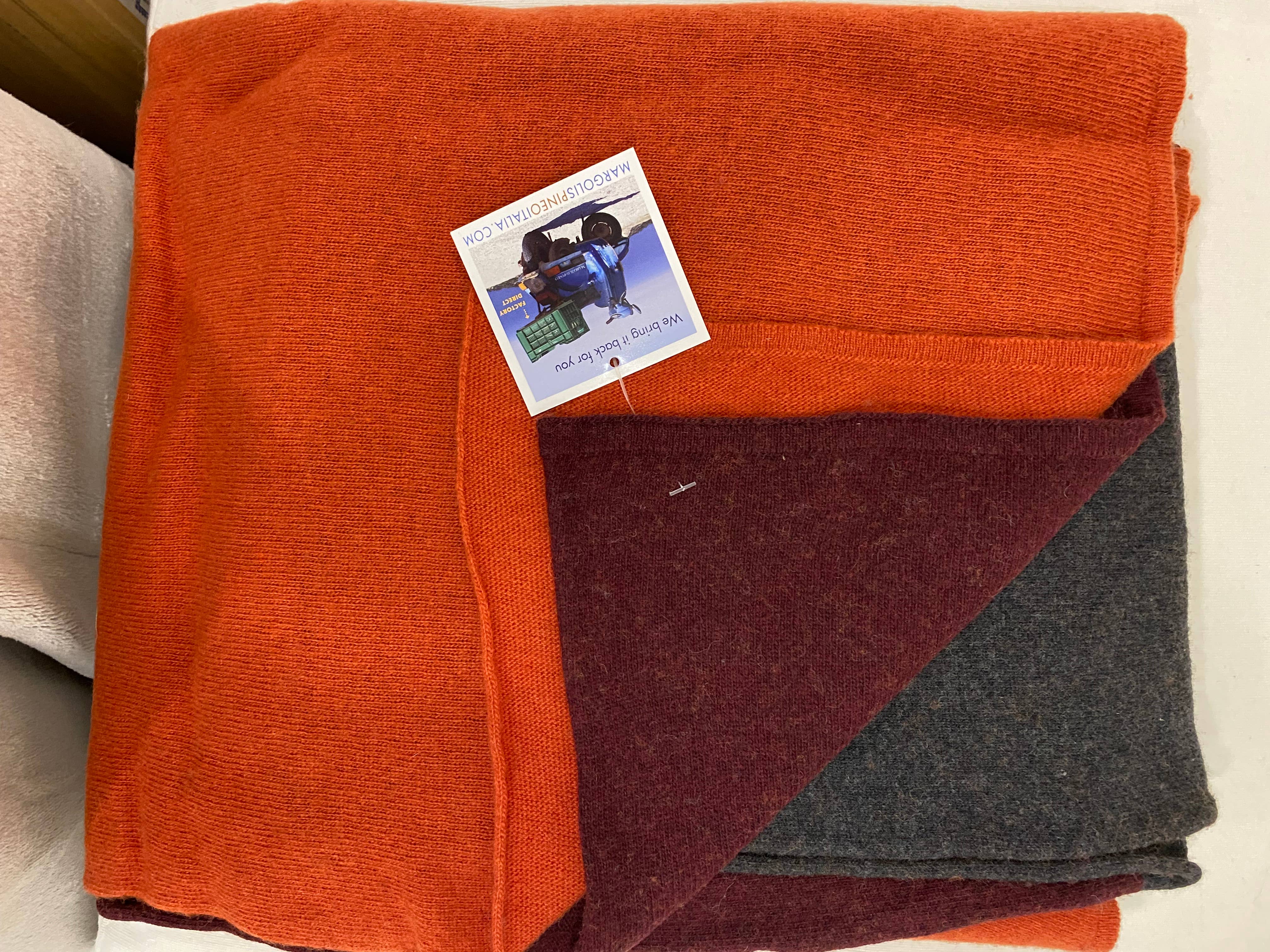 Margolis Pineo Italia - Wholesale Throw Blanket - COZY CASHMERE BLEND THROW, 'TRICOLORE' - HOLIDAY FAVE!2