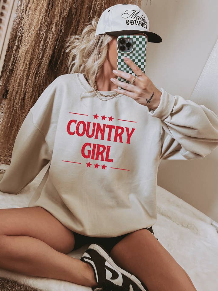 Country Girl Classic Crew Neck Sweater for wholesale by Blonde Ambition Apparel & Designs