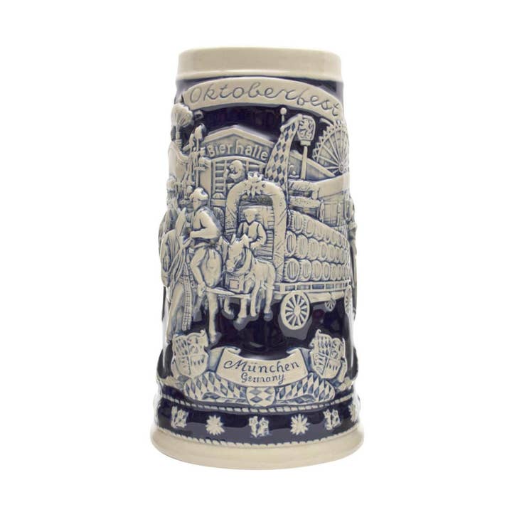 Munich Oktoberfest Beer Wagon Scene .7L Beer Stein for wholesale by European Heritage Gifts