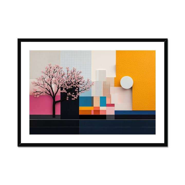 Bloesem Geometrie Ingelijste & Gemonteerde Print voor wholesale door Pixel Gallery