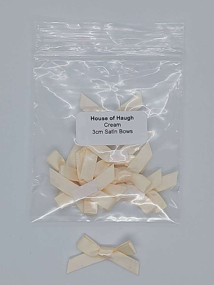 Satinschleifen, 10 x 3 cm, cremefarben für den Großhandel von House of Haugh Craft Supplies