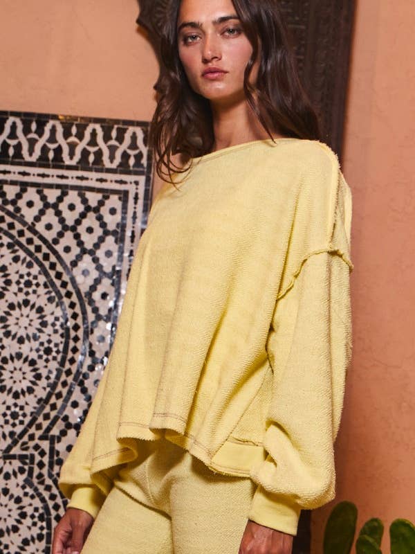 BUCKETLIST - Wholesale Knit Top - Women's - T2397 Overlap Open Back Oversize Fit Reverse Stitched Top10