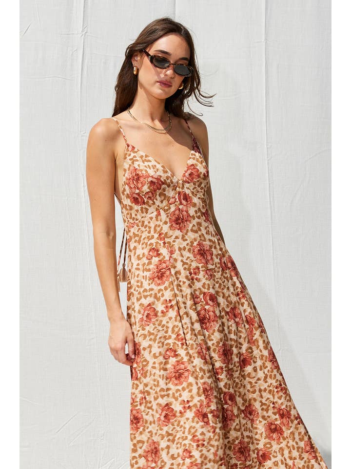 MULTI Printed Open Back Maxi Dress for wholesale on Faire9