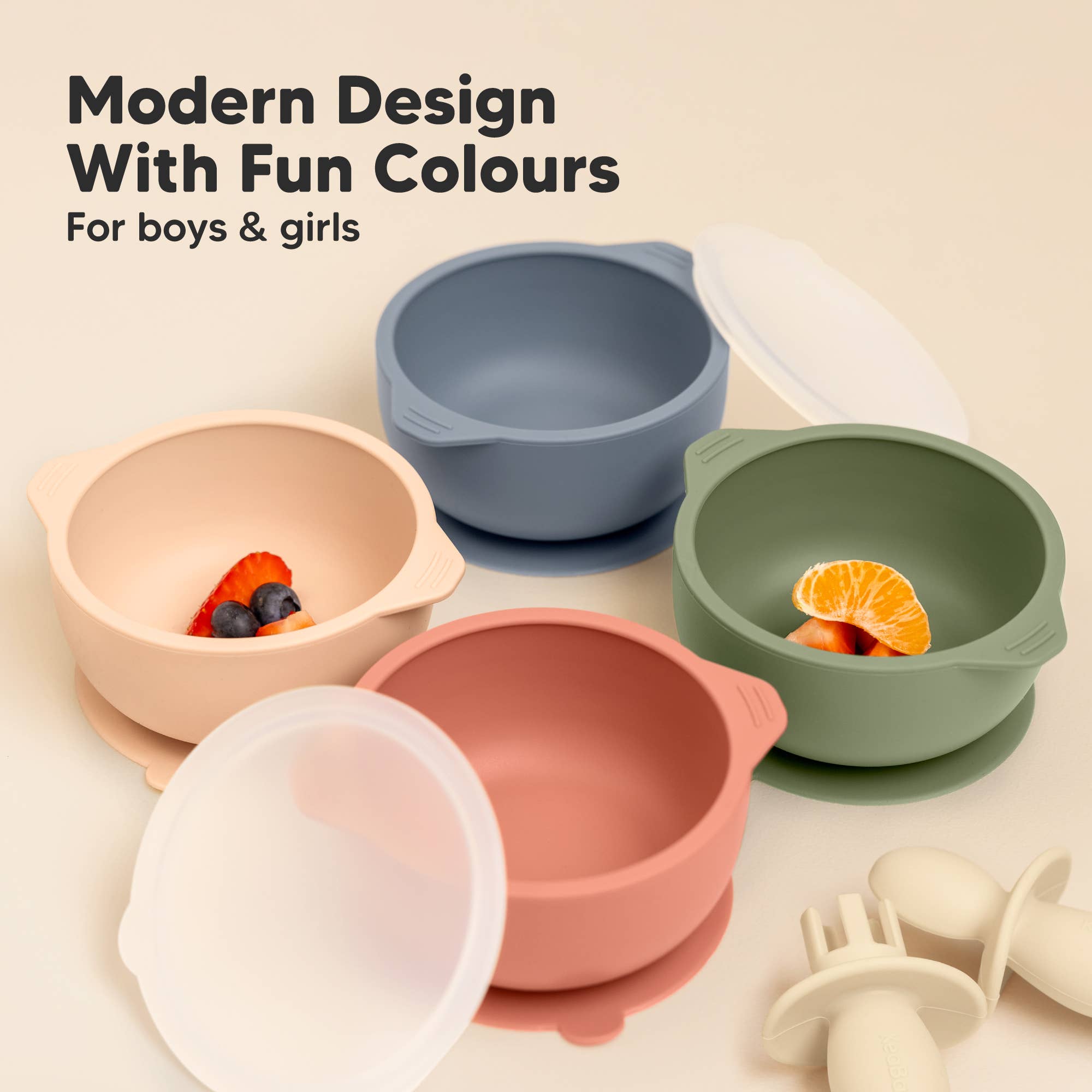 Slate 2-Pack Prep Suction Bowls with Lids, BPA-Free Baby Bowls for wholesale on Faire8