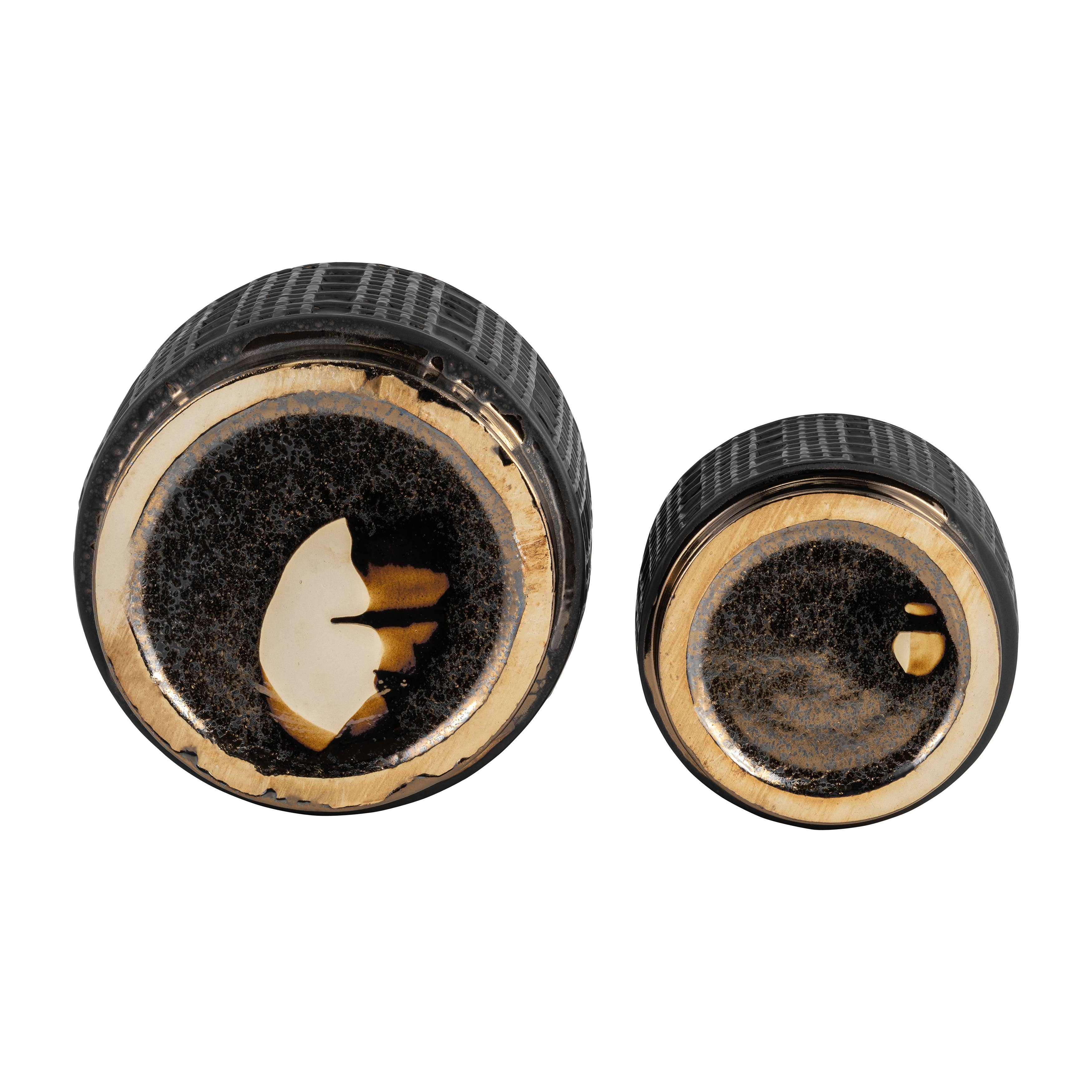 Sagebrook Home - Wholesale Plant Pot - Planter Set of 2 - Black Ceramic Raised Mesh, 6/8 in.10