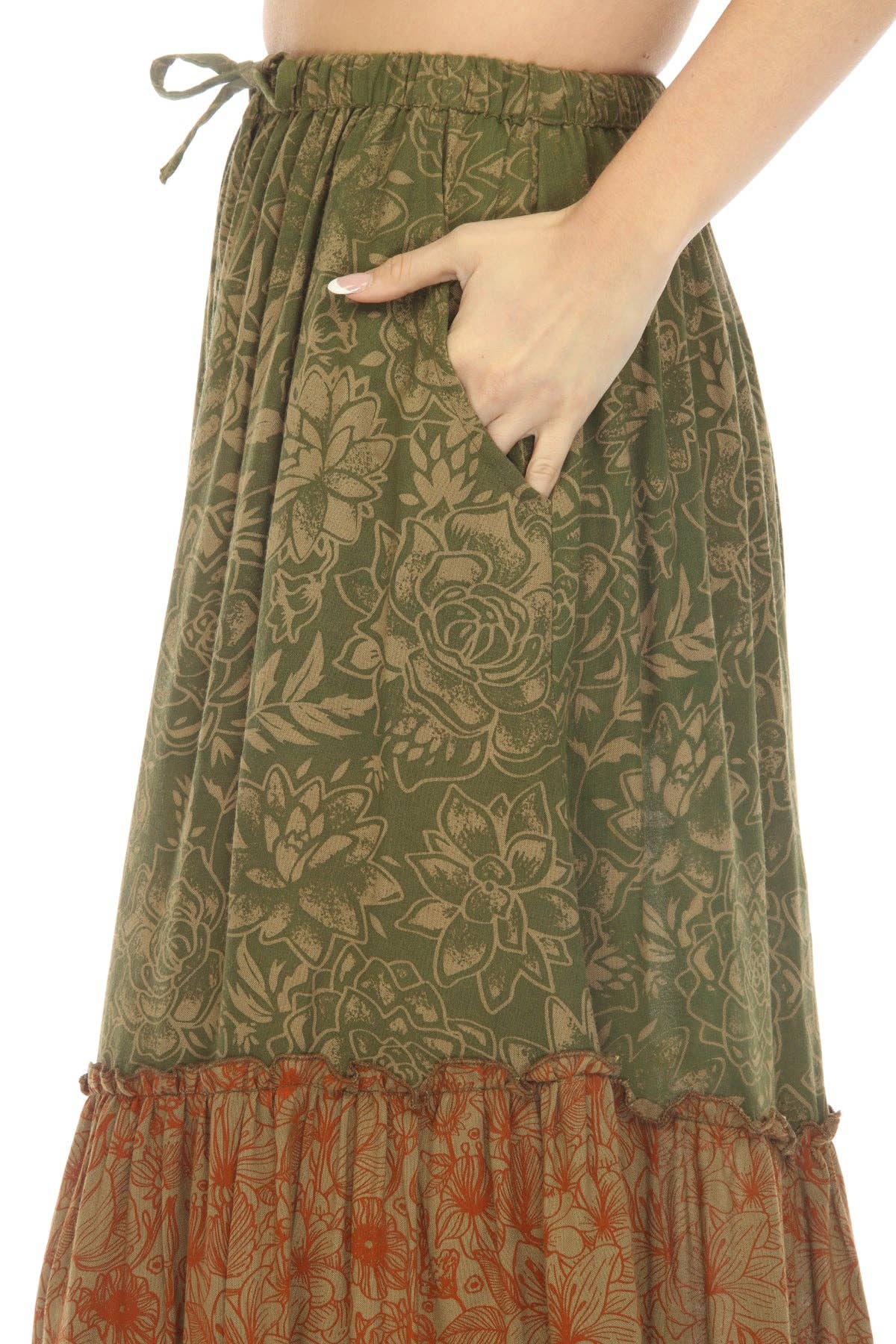 Lakhays Collection Inc. - Wholesale Skirt - Women's - Cactus Garden Tiered Maxi Skirt6