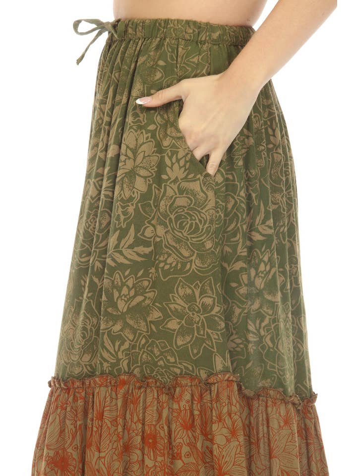 Lakhays Collection Inc. - Wholesale Skirt – Women’s - Cactus Garden Tiered Maxi Skirt7