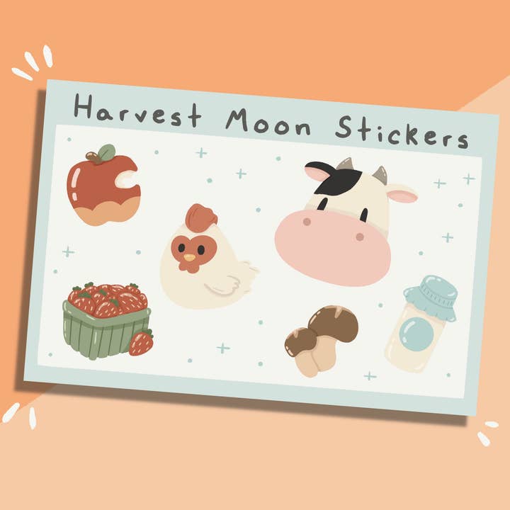 Harvest Moon klistermærke ark for engroshandel hos Arianna Rose Art