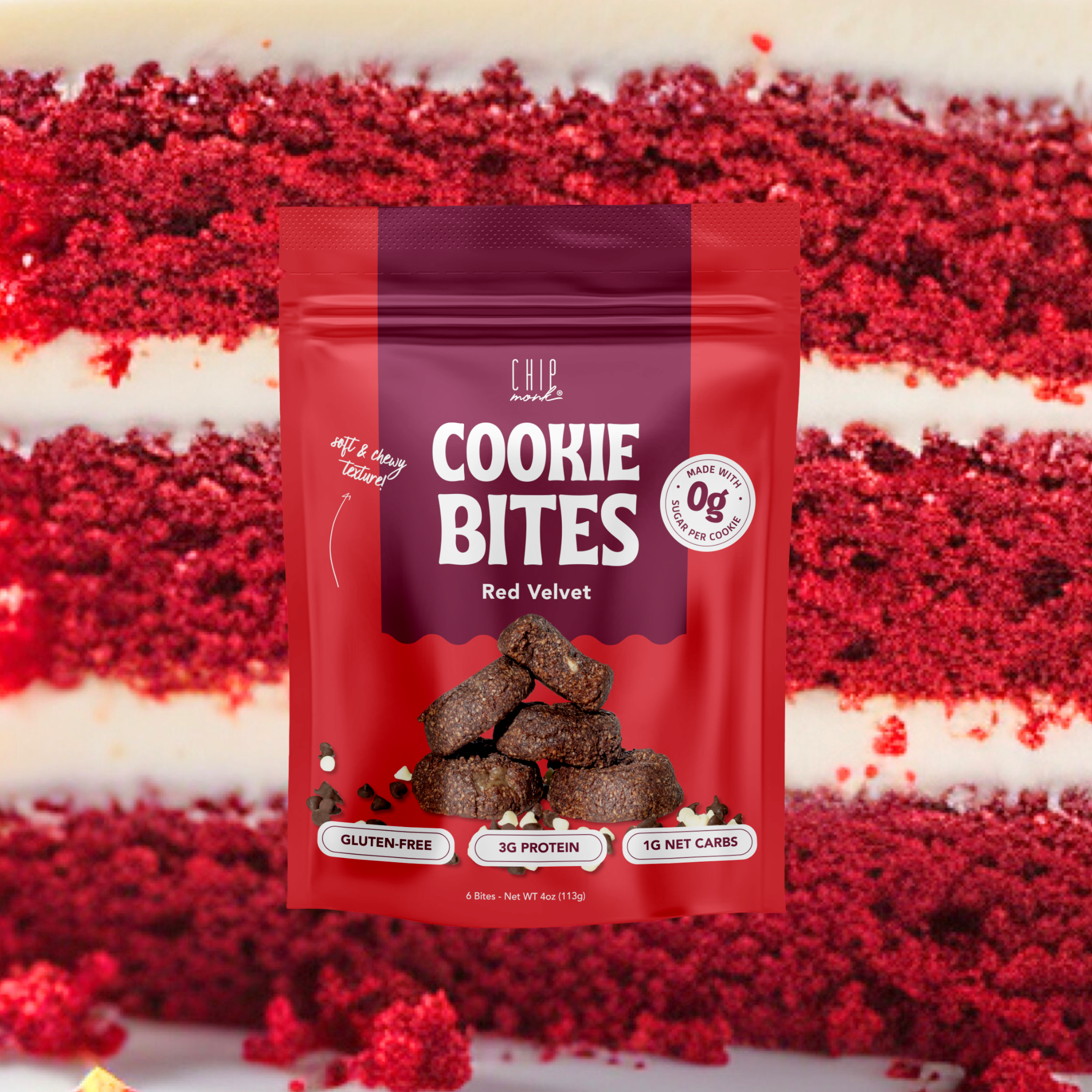 ChipMonk Baking - Vente Biscuits - Biscuits Keto en Velours Rouge2