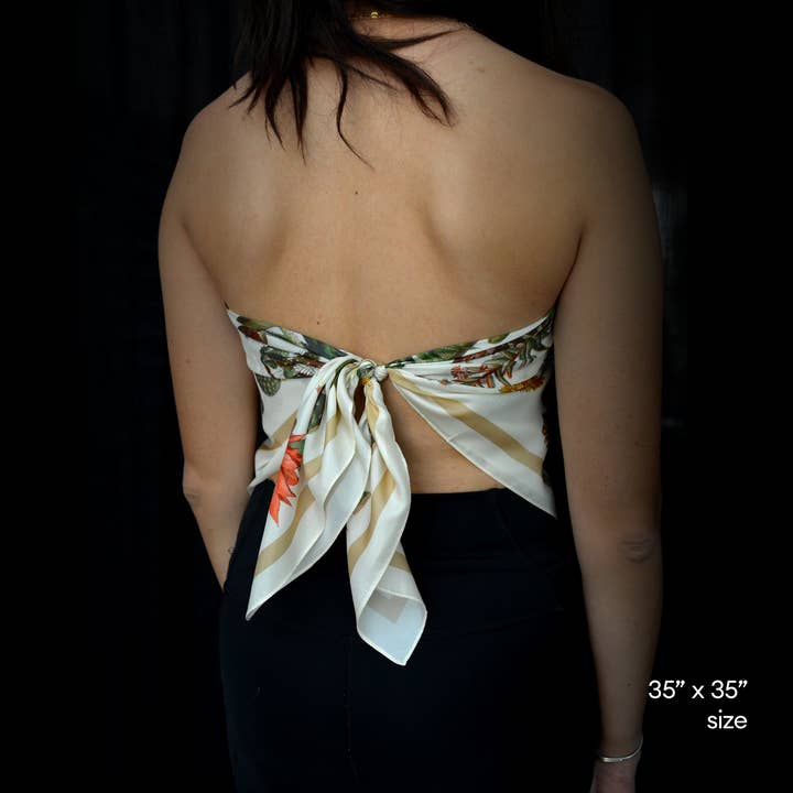 Curious Prints - Wholesale Scarf – Women's - 100% Silk Scarf Botanical Cactus Summer Bandana Tapestry2