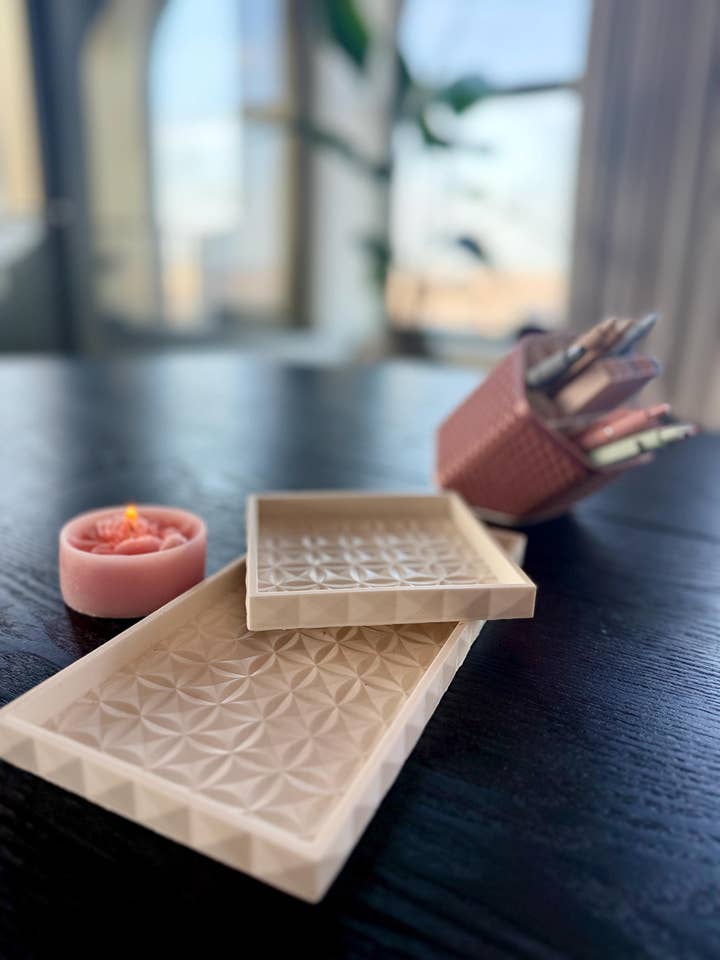 Vetra Hand-Cast Stone Tray Set for wholesale by SoftLuxe Studio