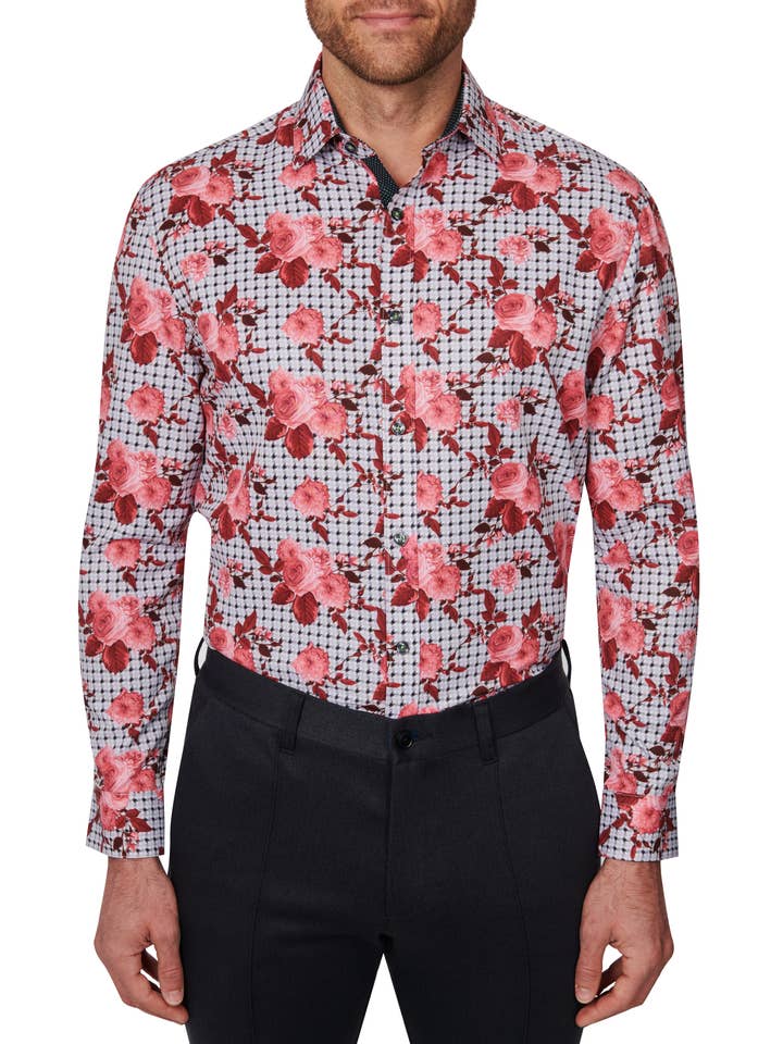 Camisa de Vestido Rosa Gingham por atacado de Society of Threads